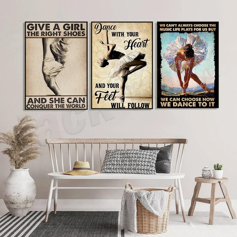 Dancers With Your Heart Vintage Poster, Ballet Quote Print, Ballet Poster, Ballerina Gift, Love to Dance Poster