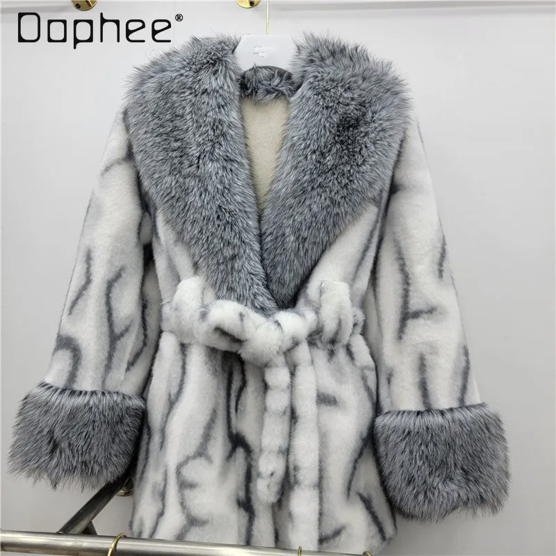 

Mid-Length Mink Fur Coat Light Luxury One-Piece Trendy Faux Mink Fur Coat European High End Fashion Thicken Socialite Coats