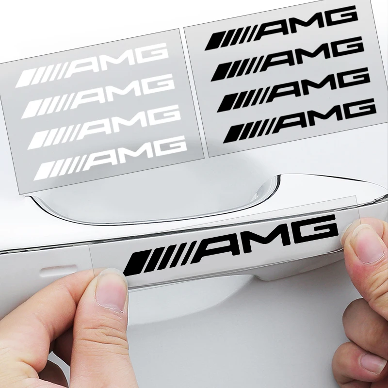 4Pcs Car Door Handle Stickers Tire Rear View Mirror Decals Decoration For Mercedes Benz AMG W124 W202 W203 W204 W210 W211 W212