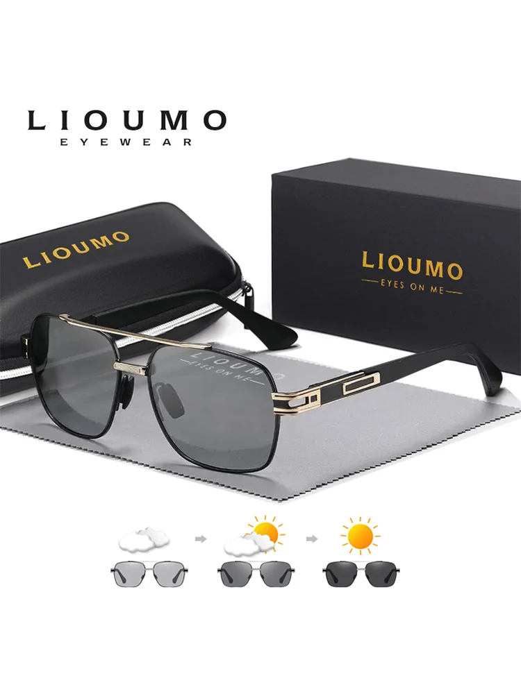 LIOUMO Top Kwaliteit heren Zonnebril Gepolariseerde Meekleurende Rijden Bril Vrouwen Mode Kameleon Goggles Anti-Glare zonnebril