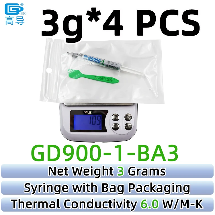 GD900-1 Thermisch geleidende vetpasta Gips Koellichaam Compound Nettogewicht 1/3/7/15/30 gram Grijs voor CPU LED GPU SSY