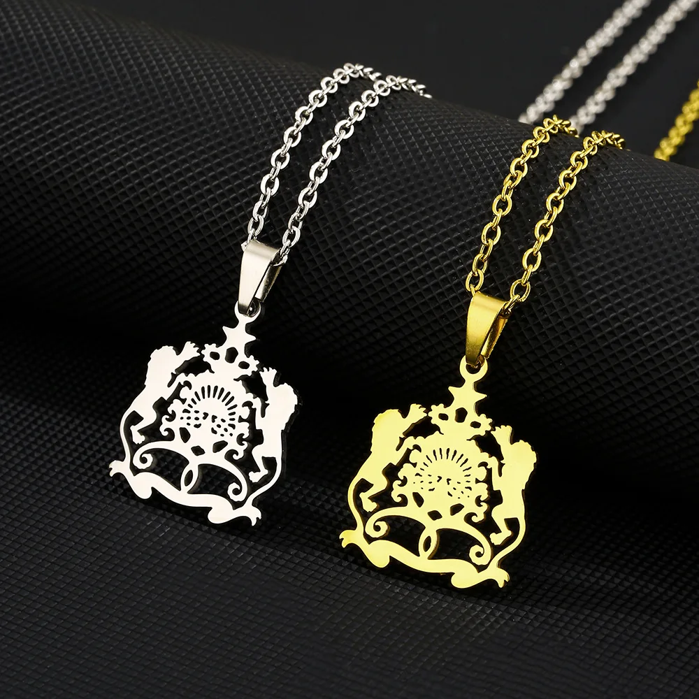 New fashionable stainless steel Moroccan pendant necklace for men and women, a high-end and niche design, autumn and winter acce