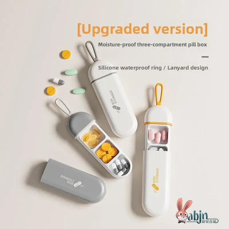 

Портативный контейнер для лекарств с тремя отделениями для пожилых людей, для дома, влагозащищенный, с ежедневными разделителями для хранения таблеток