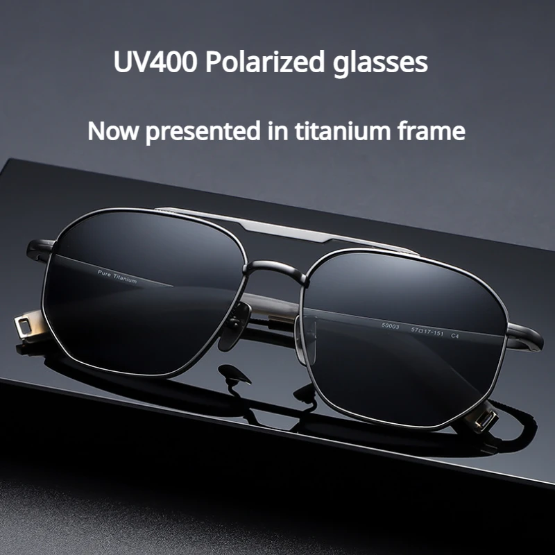 Titanium Frame Polarized Sunglasses Men Women Fashionable Large Square Frame Support Myopia Lenses Anti-Uv Sunglasses