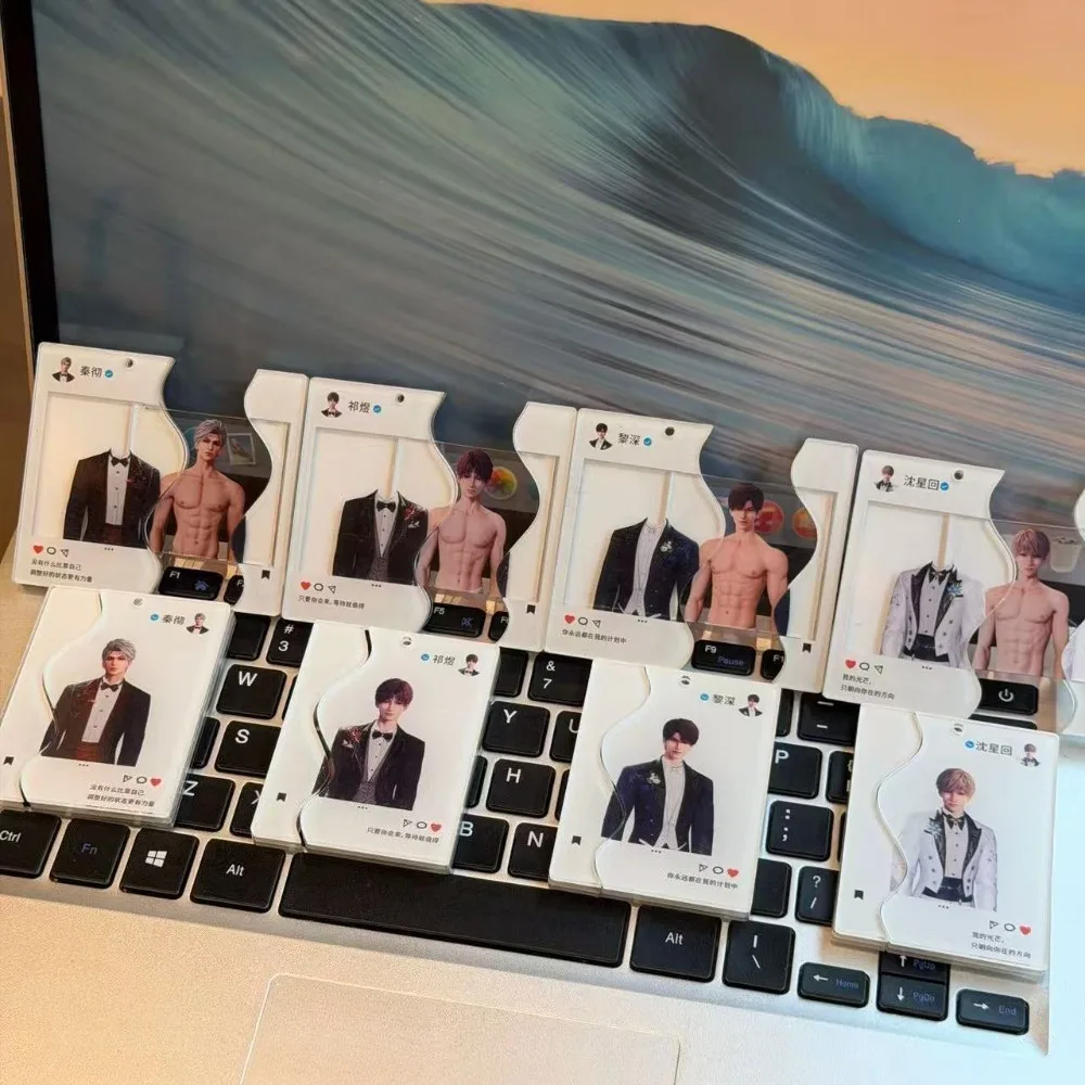 Game Love and Deepspace Sylus Rafayel Acrylic Pull Tab Card Hidden Muscle Reveal Keychain Interactive Collectible for Fans Gift