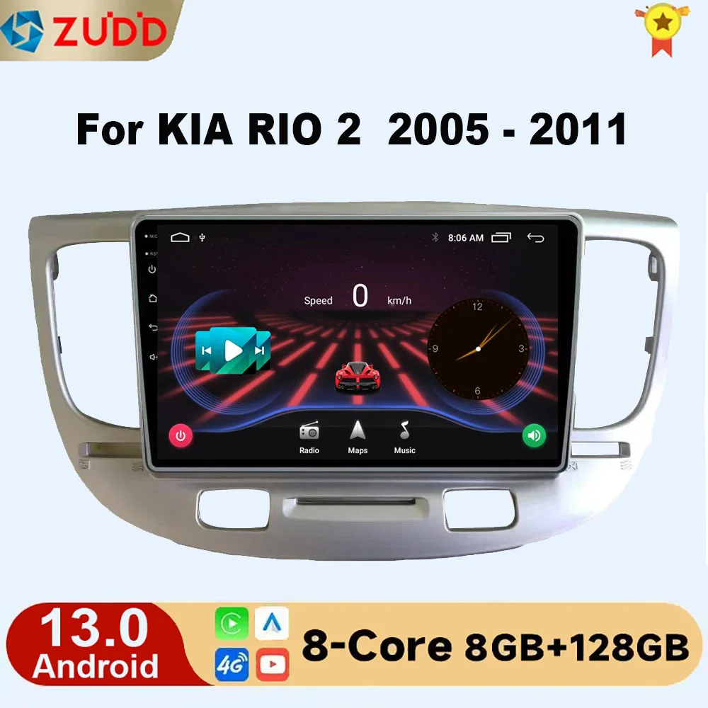 

Android 13 Car Radio for KIA RIO 2 RIO2 2005 - 2011 Multimedia Player 2 Din Carplay Stereo GPS MAP DVD DSP Head Unit 2din