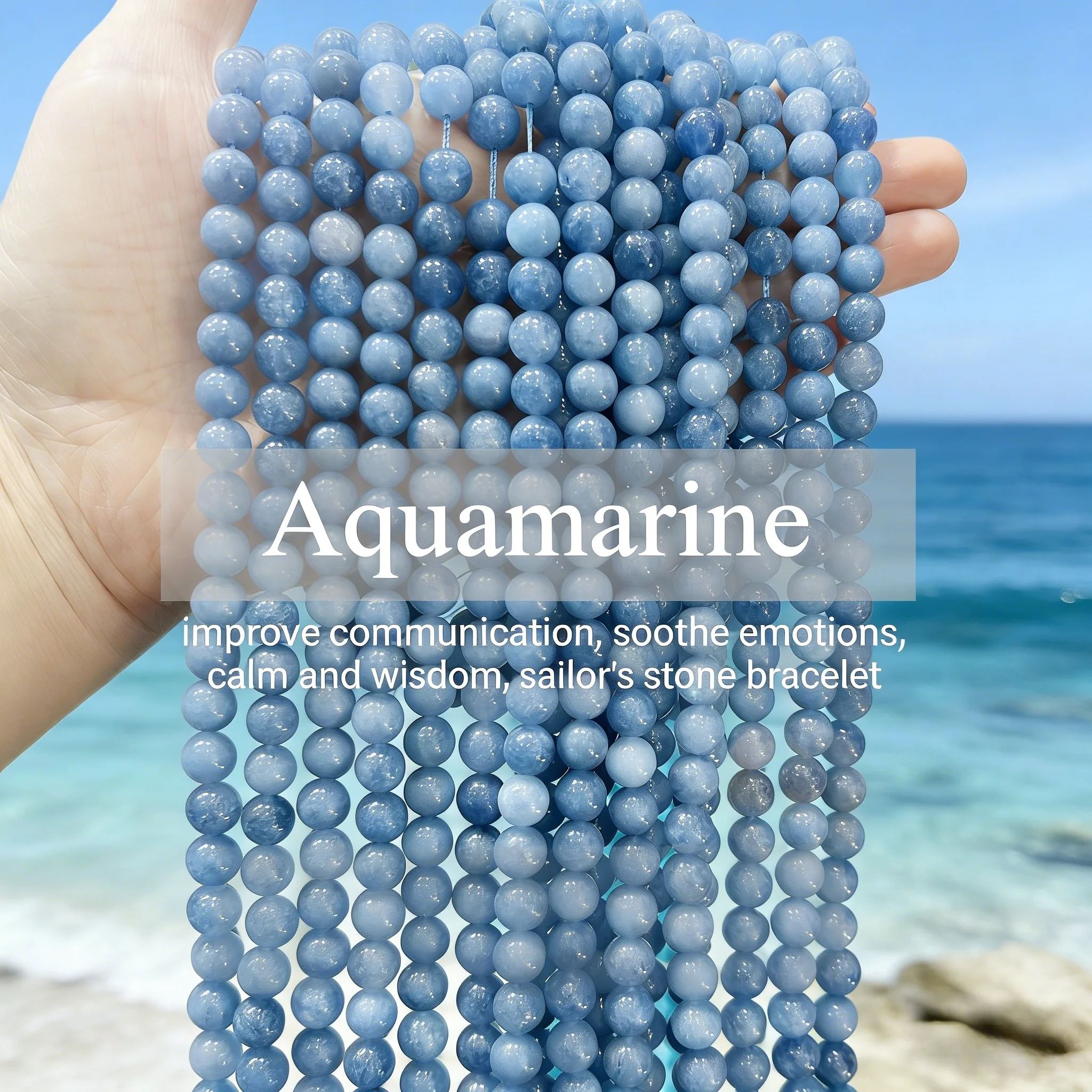 

Reiki Natural Aquamarine 4 6 8 10mm Round Loose Beads for Jewelry Making High Quality DIY Bracelet Necklace Making Gemstone Bead