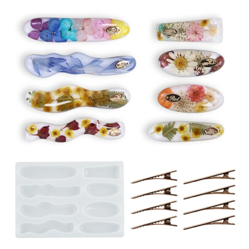 DIY Epoxy Resin Hair Clip Hairpin Silicone Mold Handmade Crystal Irregular Barrettes Resin Casting Molds Resin Jewelry Making