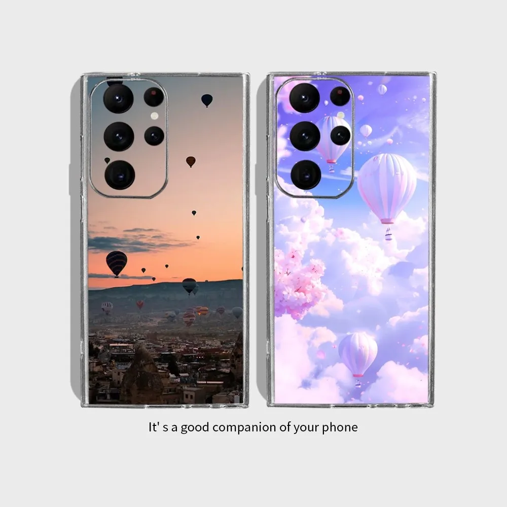 Romantic Creative Hot Air Balloon  Phone Case for Samsung Galaxy S24 Ultra S22 S23 UltraS21 S20 5G Protective Silicone TPU Funda