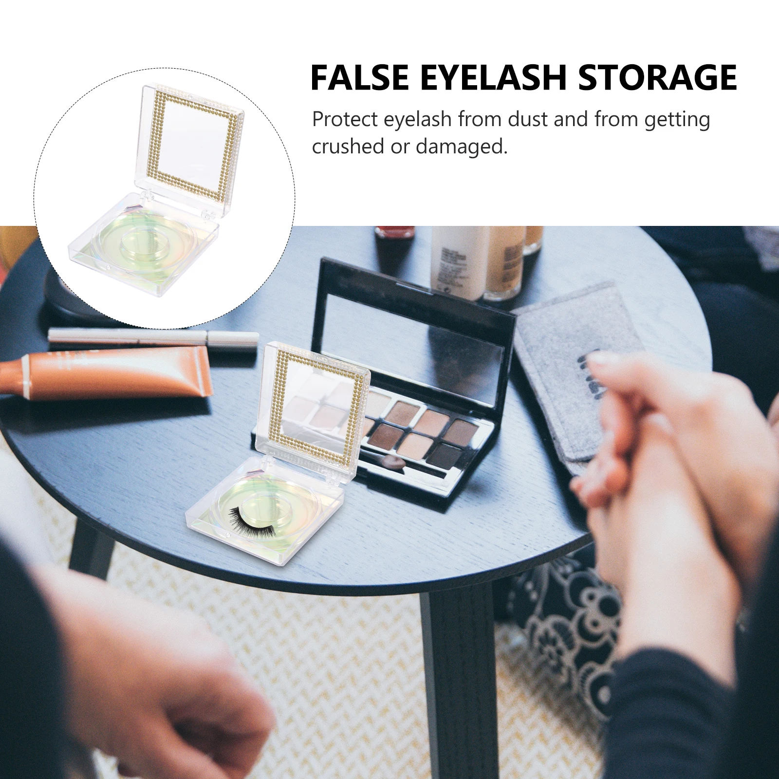 

Empty Eyelash Organizer Durable Plastic Clear Dust Travel Size Rhinestone GlitterEyelash Case Storage Box False