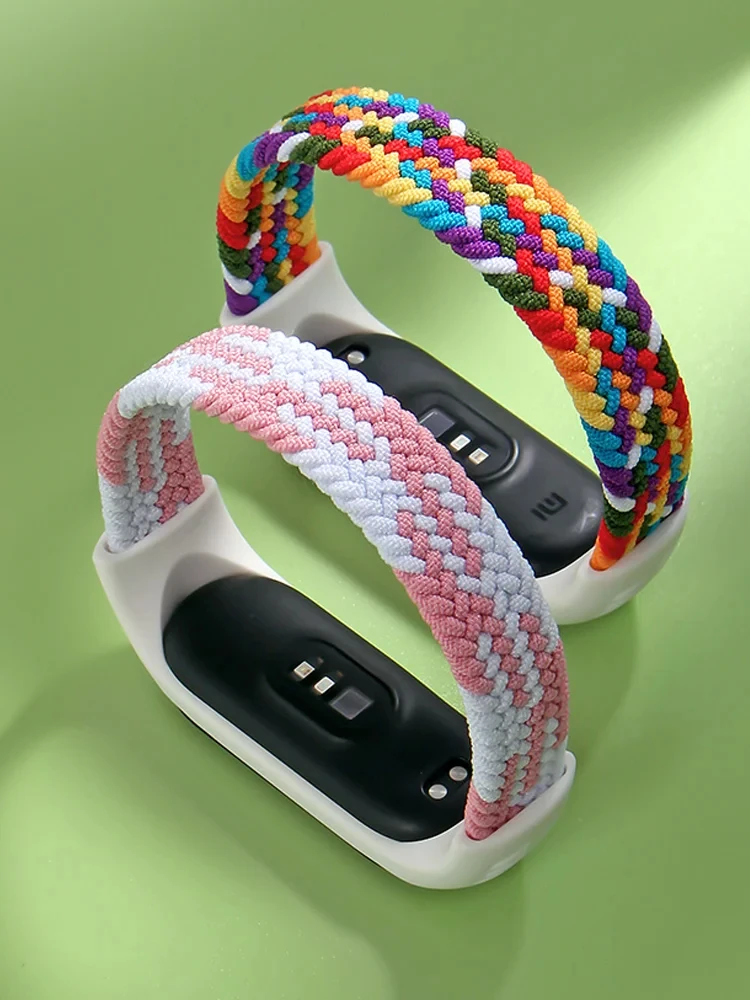 Braided Solo Loop for xiaomi Mi band 7 Watch Strap Nylon NFC Bracelet smart Miband6 belt correa on Mi band 7 8 6 5 4 3 watchband