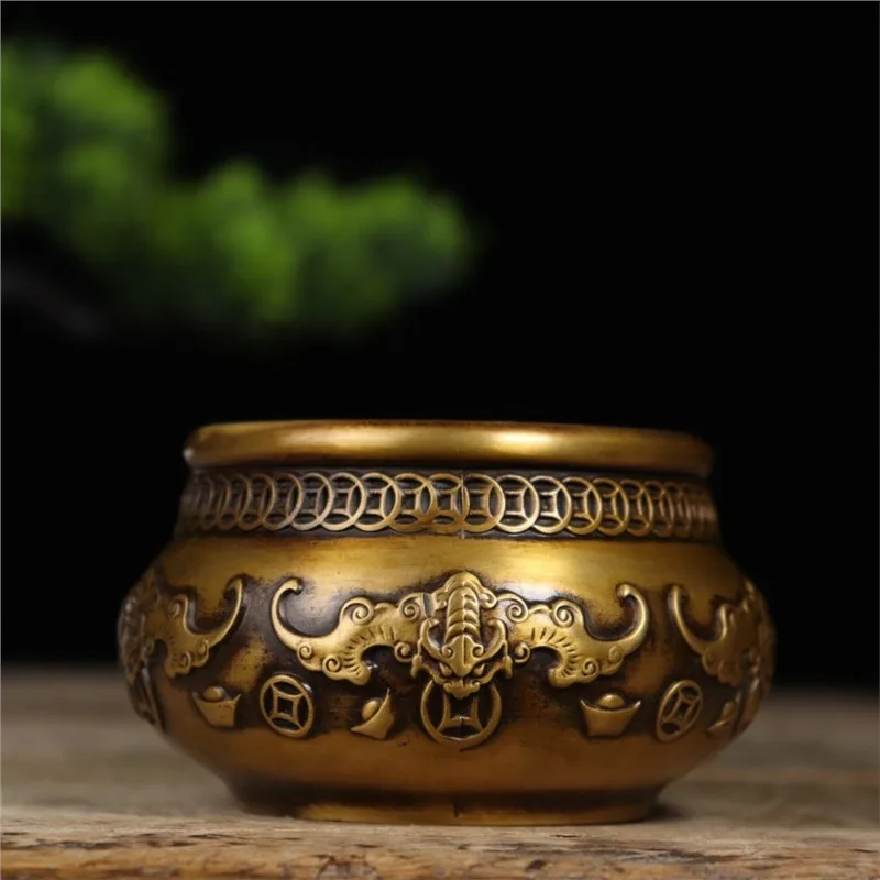 Exquisite Suzhou Craft Fortune Bag Incense Burner Antique Brass Ornament Home Decor for Study and Living Room