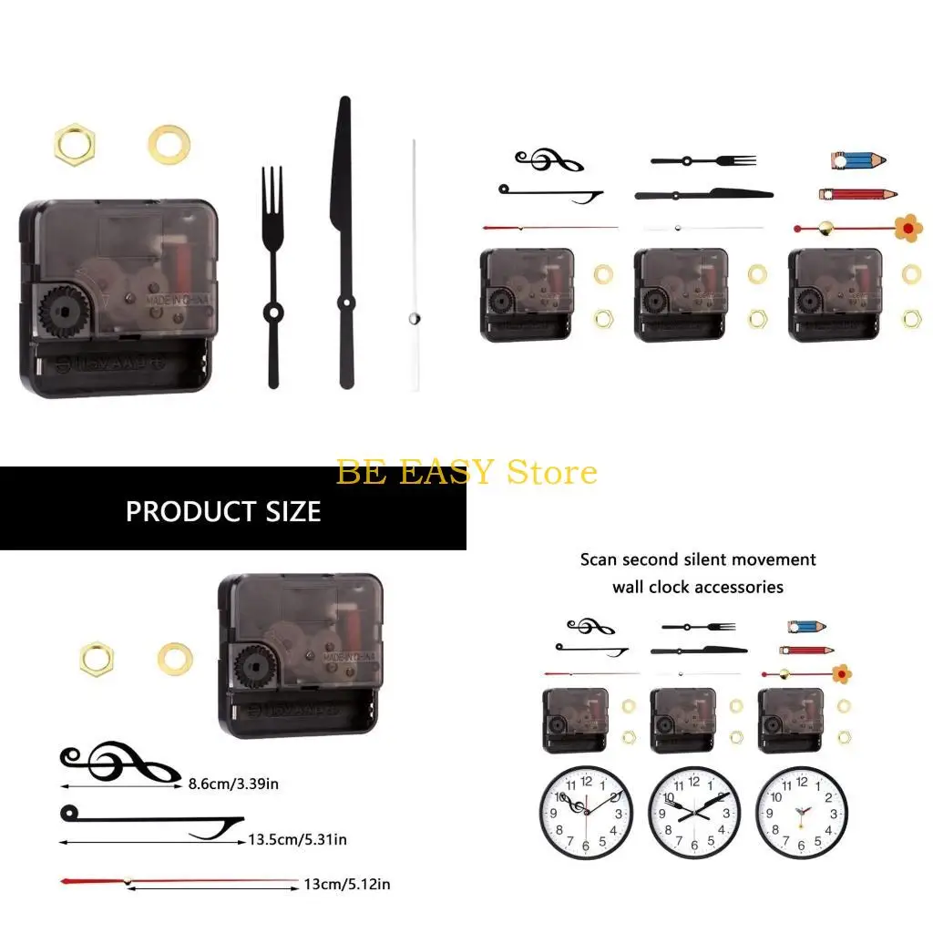 E28F DIY Clock Mechanism with Extended Long Shaft for Handmade Clock Enthusiasts Quartzs Clock Movement and Fork Hands Set
