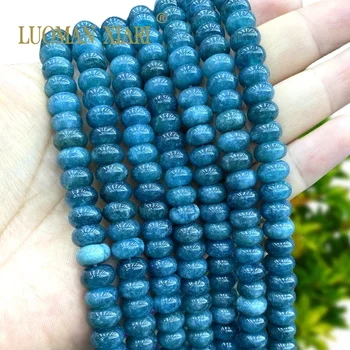 אבקוס אבן טבעית דיו כחול כלסדוני רונדל חופשי חרוזים ליצירת תכשיטים עצמאיים צמיד תכשיטים