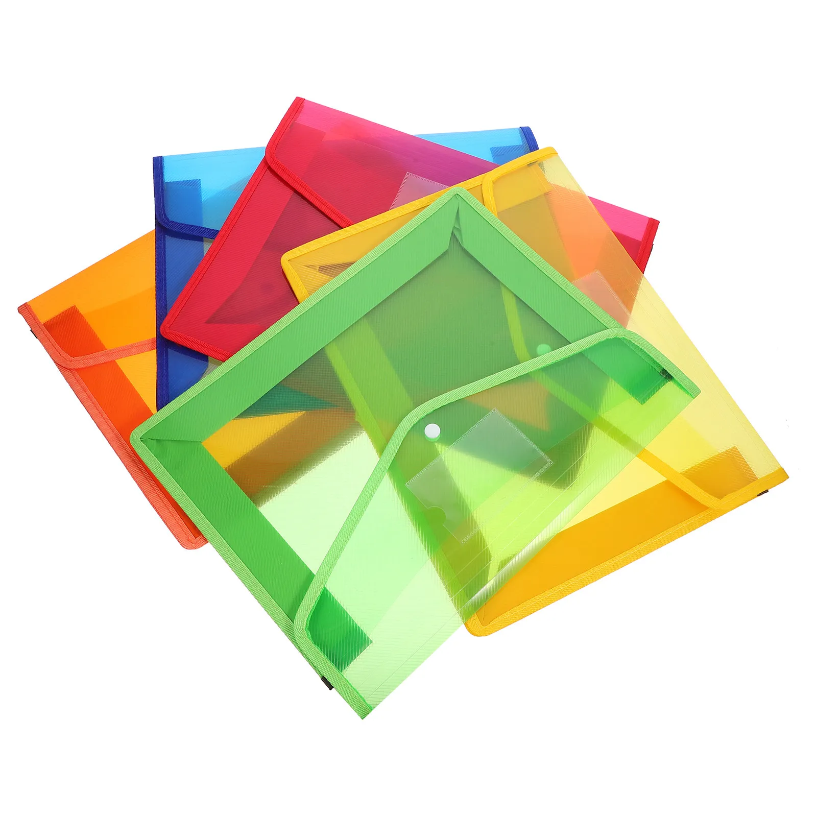 

5 шт. прозрачных пластиковых папок-конвертов формата А4 с кнопкой-защелкой, устойчивых к разрывам и воде, для офиса и школы