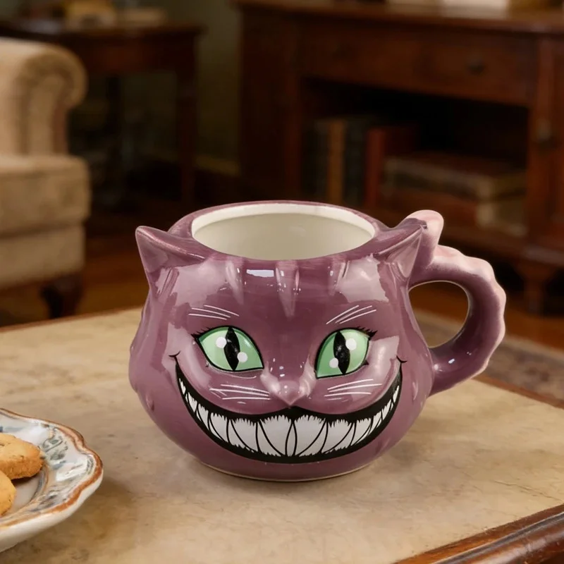 Purple Evil Cat Ceramic Coffee Mug Embossed Painted Animal 11oz Tea Cup For Halloween Party Centerpiece Home Gift For Women