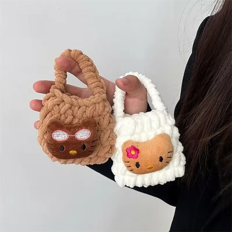 Kawaii سانريو مرحبا كيتي هاواي الأسود كيتي للصدمات حقيبة سماعة الاذن سماعة حامي أفخم محفظة نسائية للعملات المعدنية هدية للفتيات