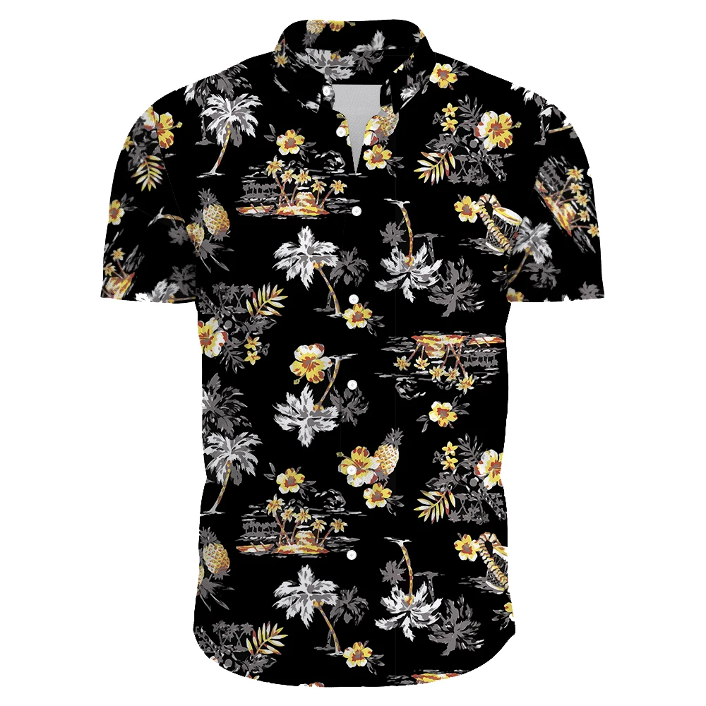 

Festive Carnival Short Sleeve Hawaiian Shirt Men Summer Mens Hawaiian Shirts Casual Tropical Plants Print Beach Aloha Shirt Men