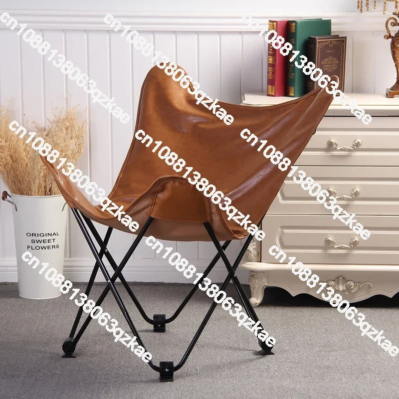 Nordic style leather butterfly chair non-leather folding chair  moon chair leisure lazy sofa recliner