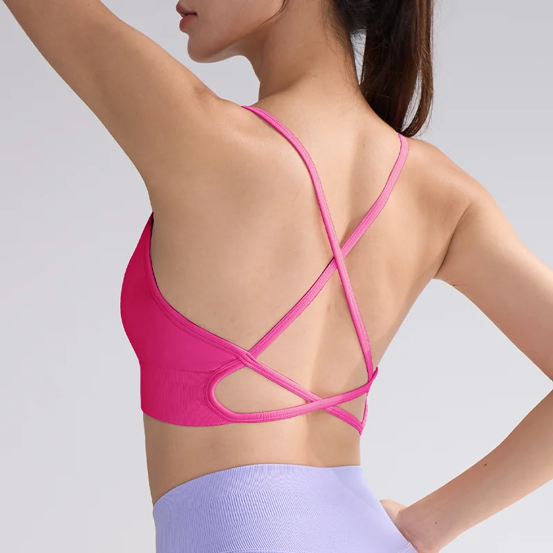 여성용 아름다운 등 스포츠 브라 요가 베스트 충격 방지 처짐 방지 베스트 고강도 타이트 피팅 요가 탑 피트니스 스포츠 브라