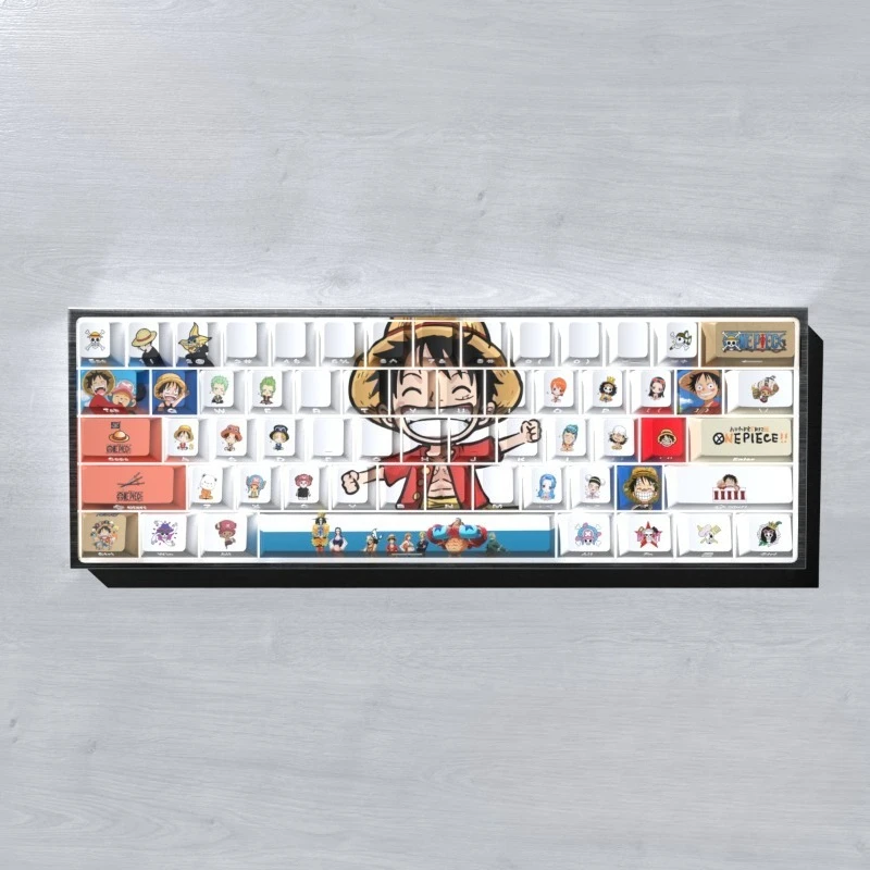 

Новинка, 74 шт., цельный аниме-периферийный колпачок Kawai Luffy PBT, милый полупрозрачный колпачок с сублимационной боковой гравировкой, оптовая продажа