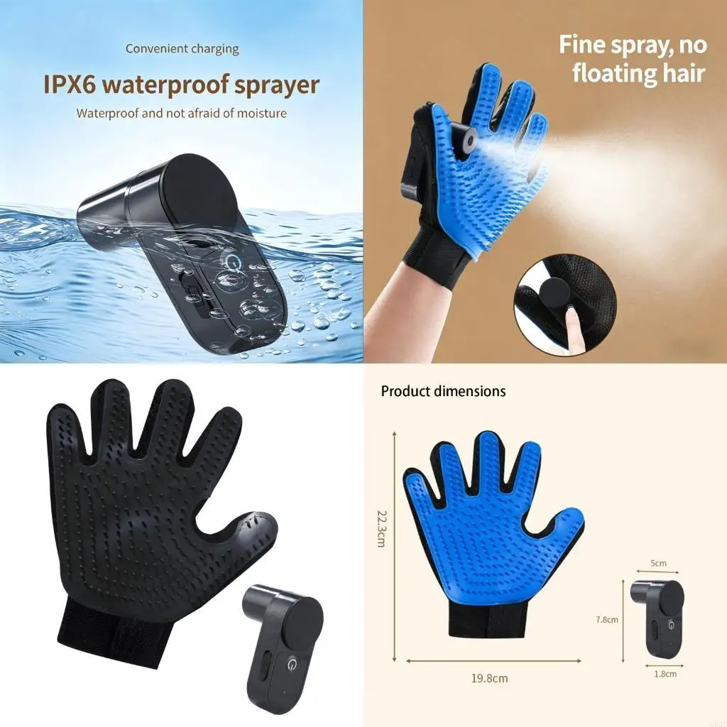 G92C Innovative No Wash Grooming Mitt Captures Shedding Coat