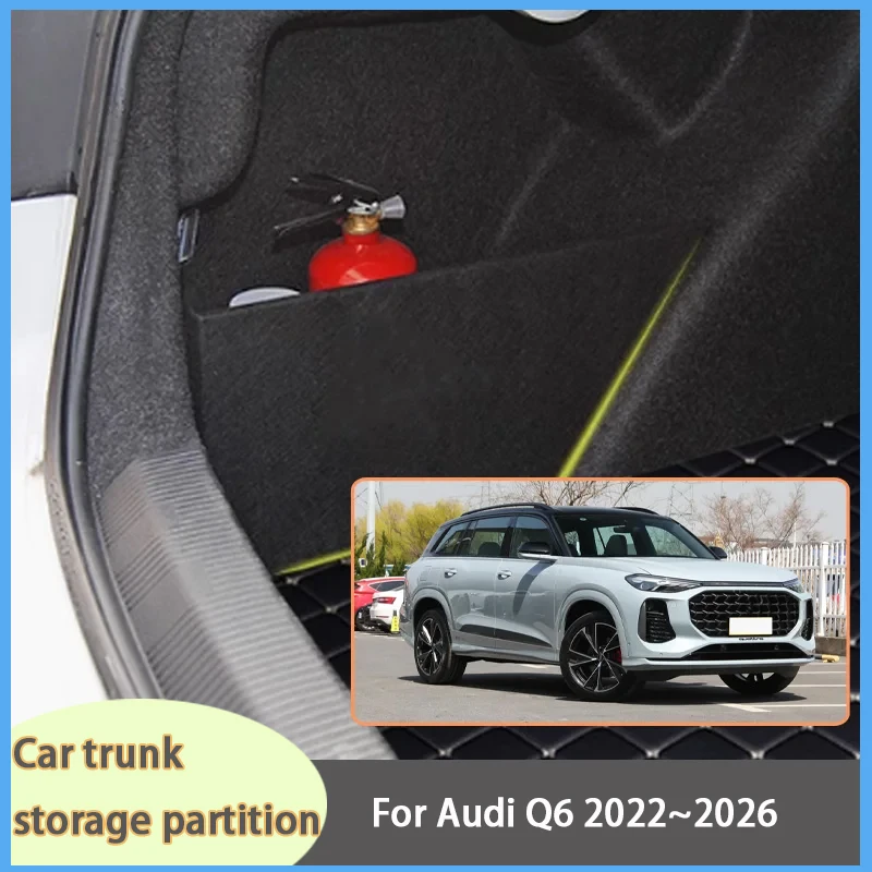 

For Audi Q6 2022~2026 2024 2025 Car Organizer Thickening Trunk Side Partition Trunk Interior Storage Box Parts