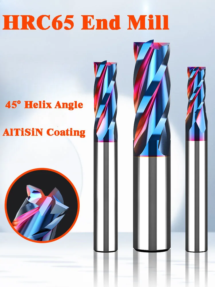 4 Fluiten HRC65 Carbide End Mill CNC snijgereedschappen Legering Carbide Frezen EndMills Wolfraamstaal Frees Vierkante Router Bit