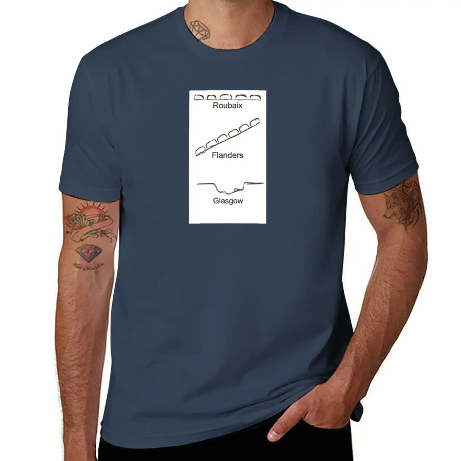 Roubaix, Flanders, Glasgow. T-Shirt Simple Solid Color Crew Neck Tee