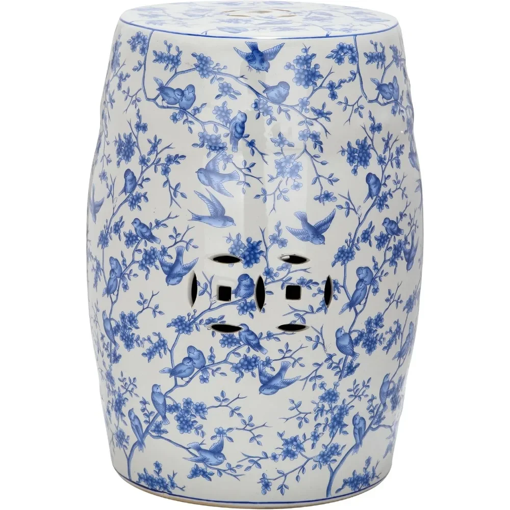 Decorative Garden Stools Blue Birds Ceramic Decorative Garden Stool