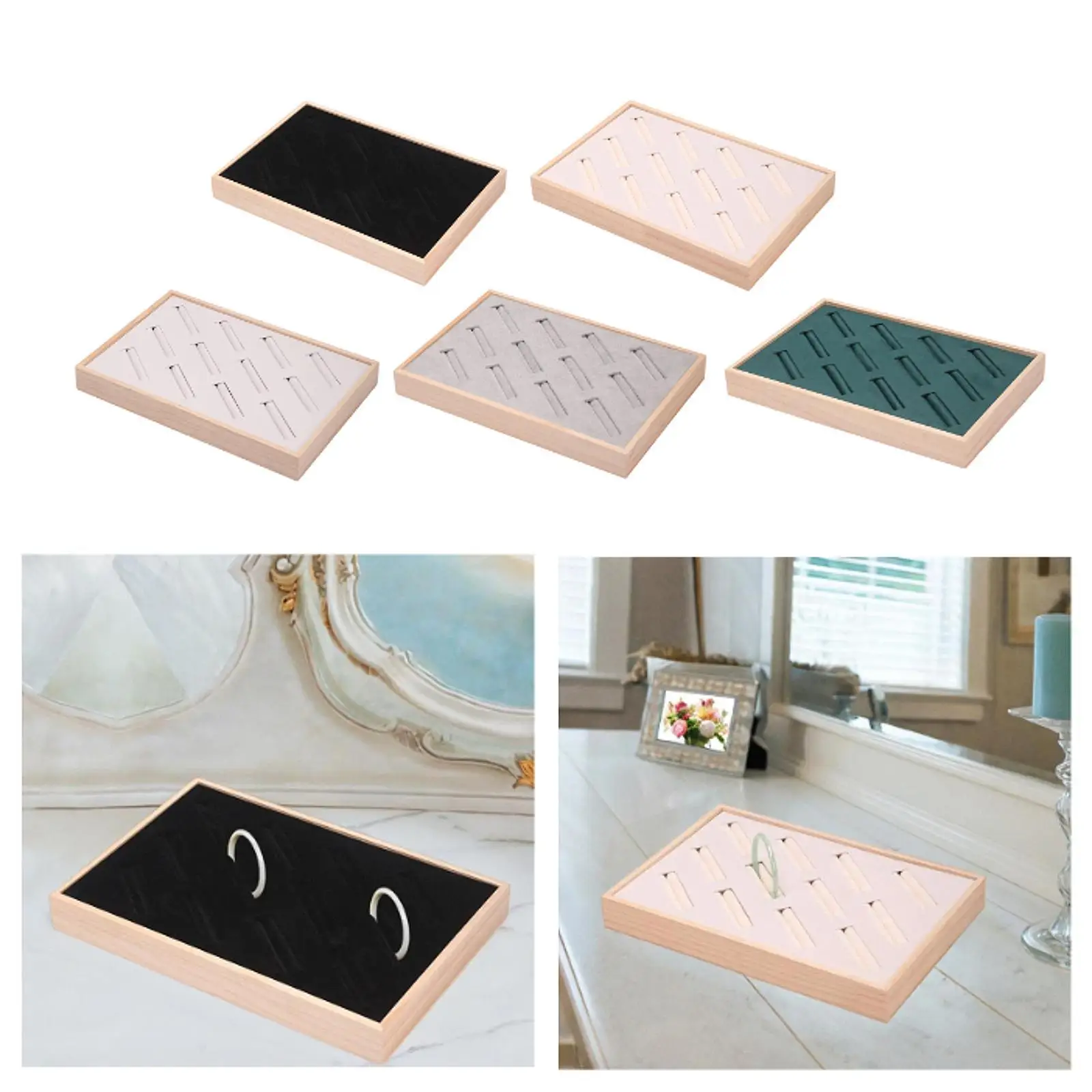 

Wooden Display Tray for Bangles with 12 Compartments And Velvet Insert