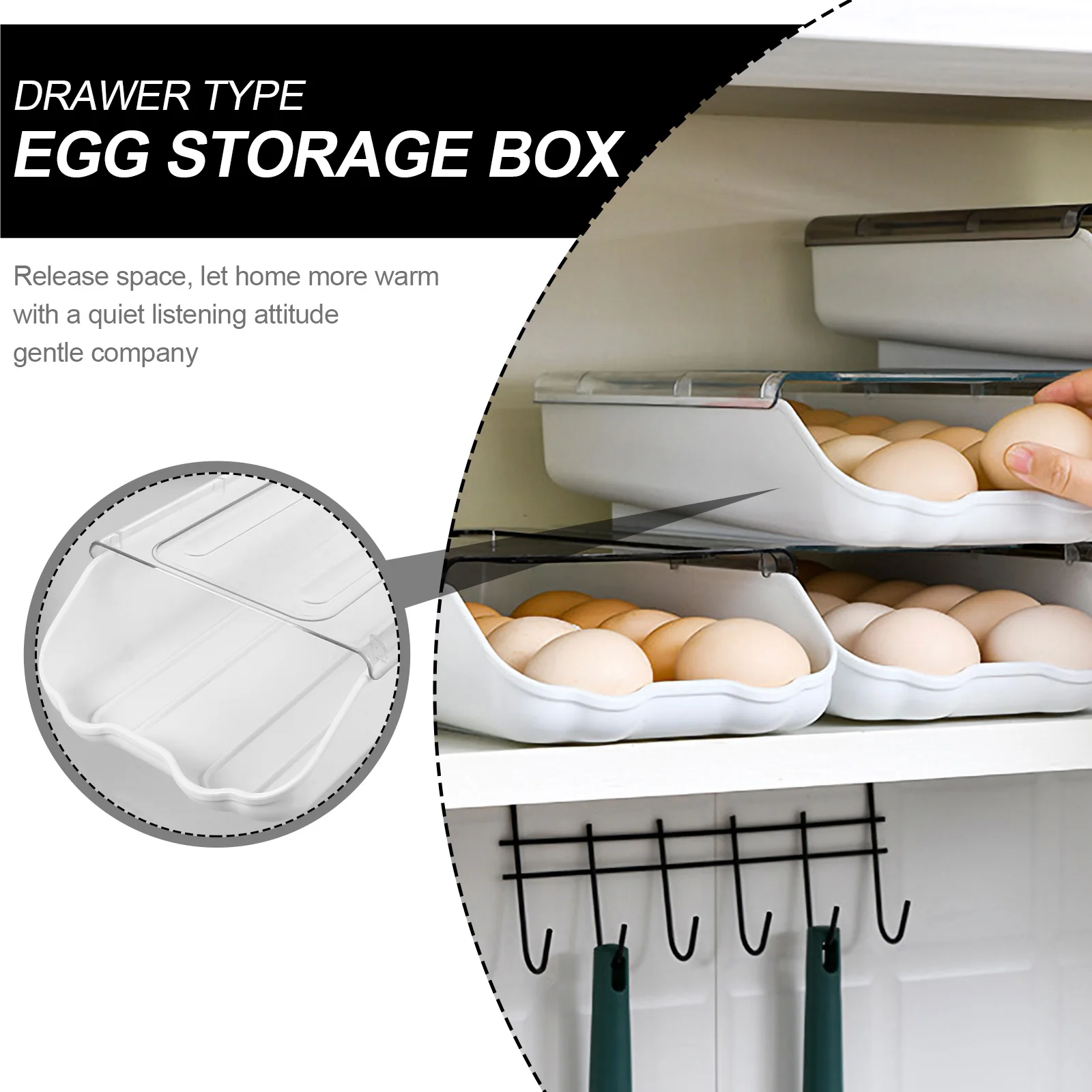 Egg Storage Box Keeper Container Fresh Holder Eggs Racks Organizer Plastic Tray for Refrigerator