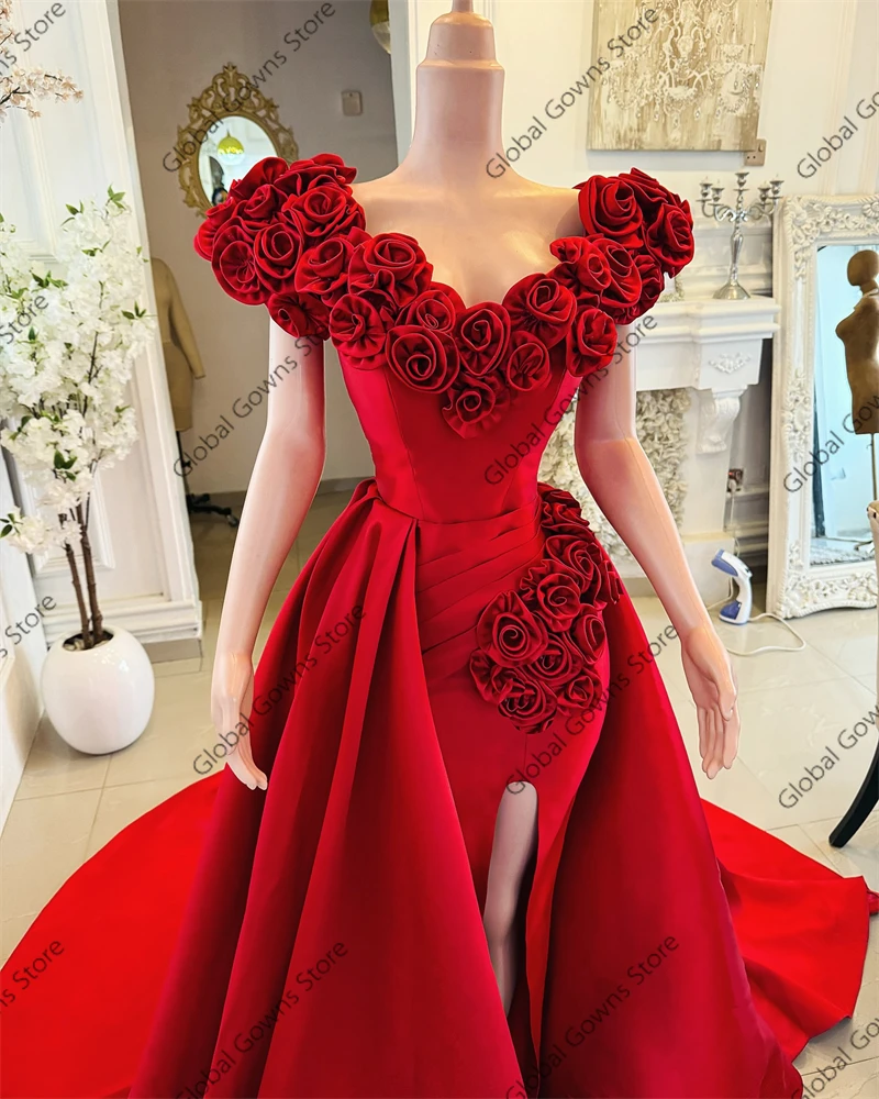 레드 이브닝 가운 2025 페르시 크리스탈 아플리케 생일 파티 드레스 프릴 스팽글 긴 댄스 파티 드레스 맞춤형