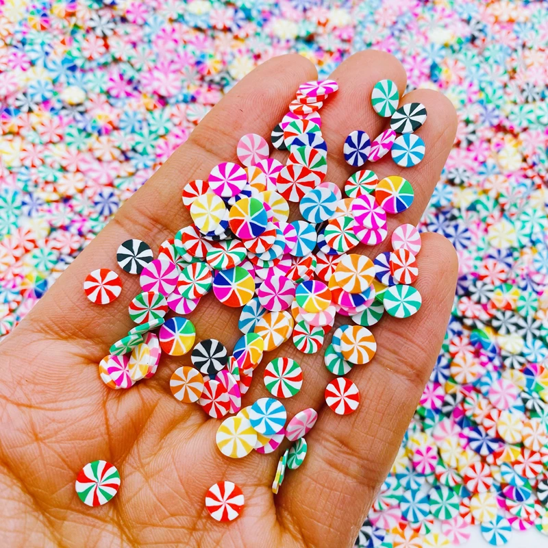 50g/Lot Hot Selling 5mm Christmas Peppermint Candy Sprinkle, Slice for Crafts Making, Phone Deco, DIY Scrapbooking