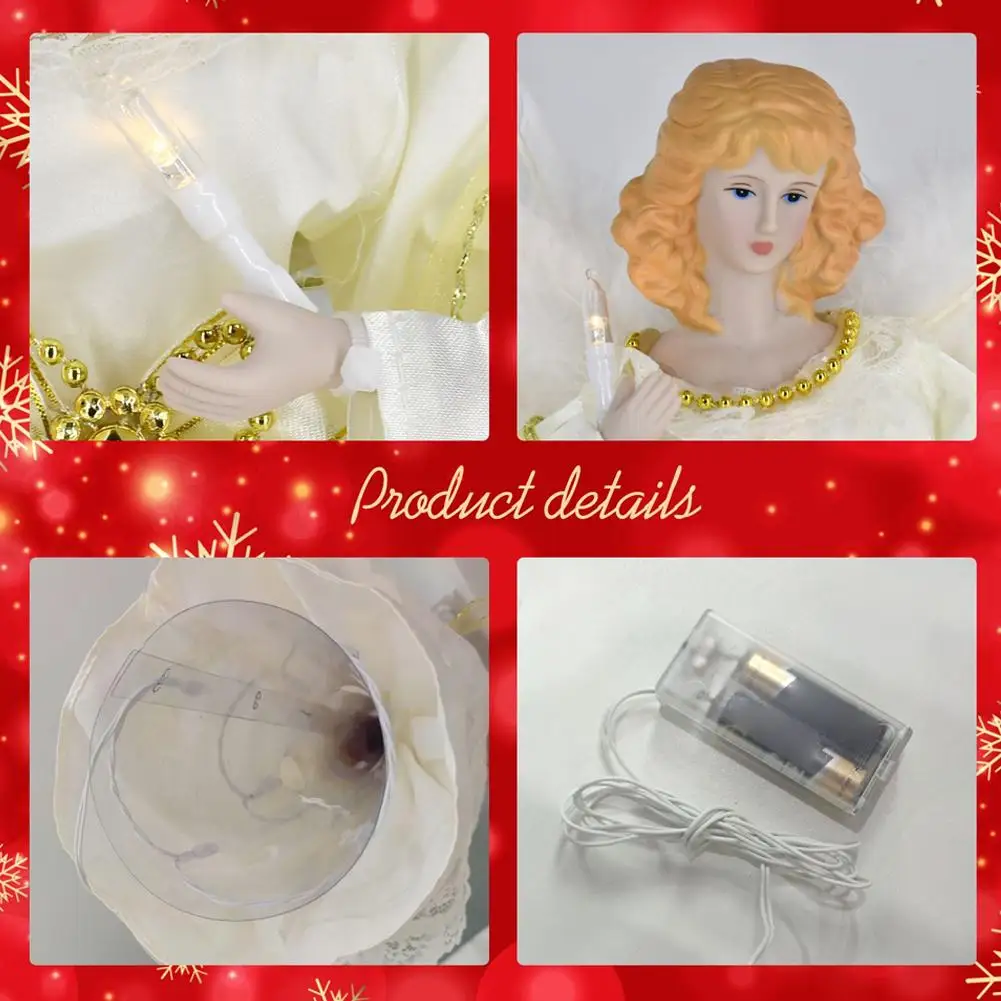 

Christmas Tree Topper White Angel Decoration With Light angel party Glowing Pendant angel Xmas luminous tree ornaments Glow R9A5