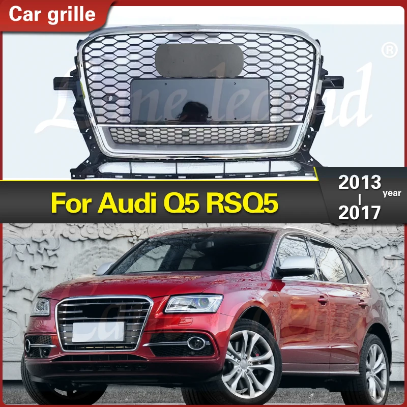 

Front Bumper Grill Mask (for RSQ5 Style) For AUDI Q5 2013-2017 Radiator Chrome Grille Medium Net Racing Grills Auto Grille