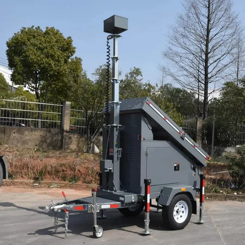 Solar Mobile Light Tower Trailer Mounted Battery LED Lighting Tower for Emergency and Night Work
