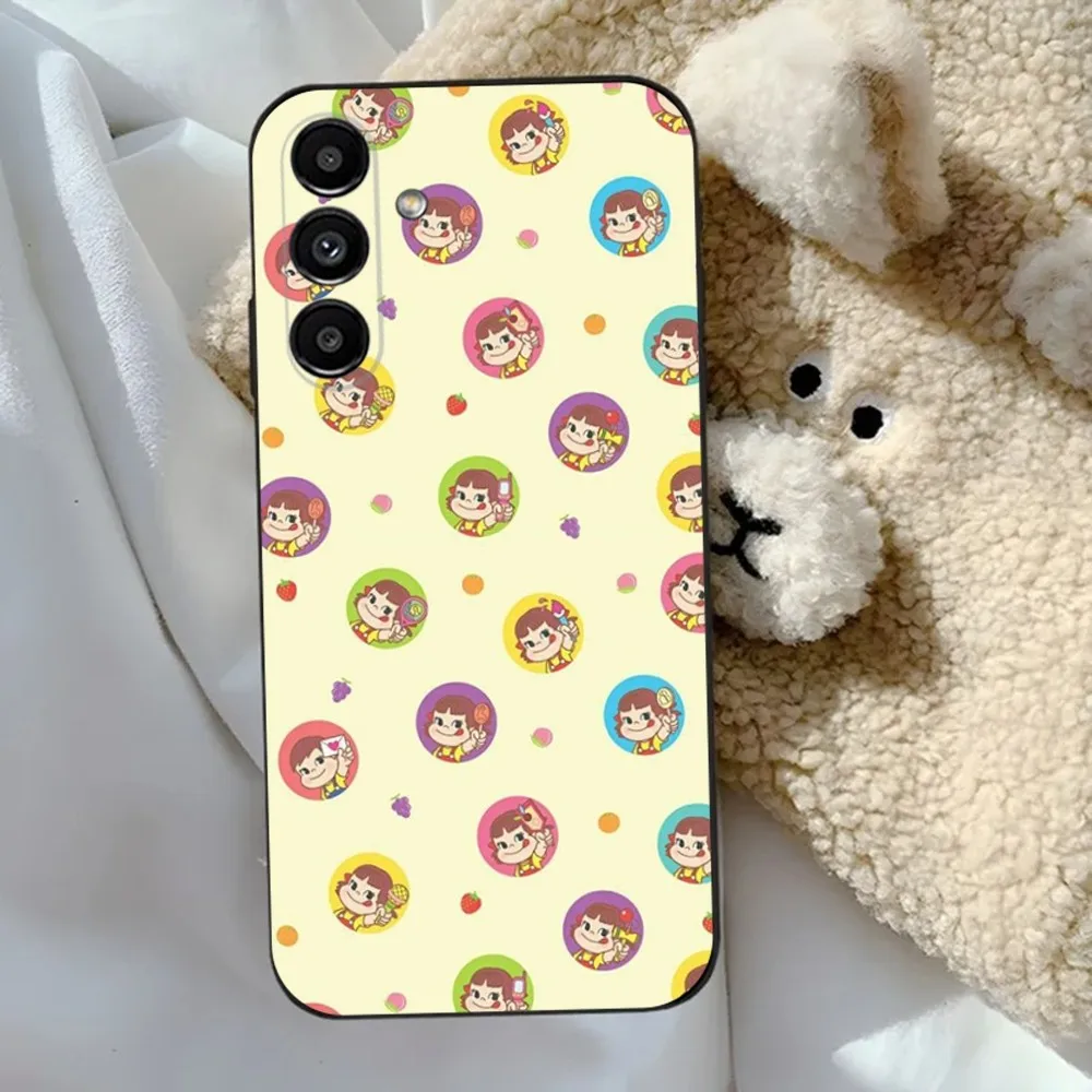 Fujiya Milky Peko-Chan  Phone Case For Samsung S24,23,22,30,21,10,9,Ultra,Plus,Lite,FE,5G Black Soft Case