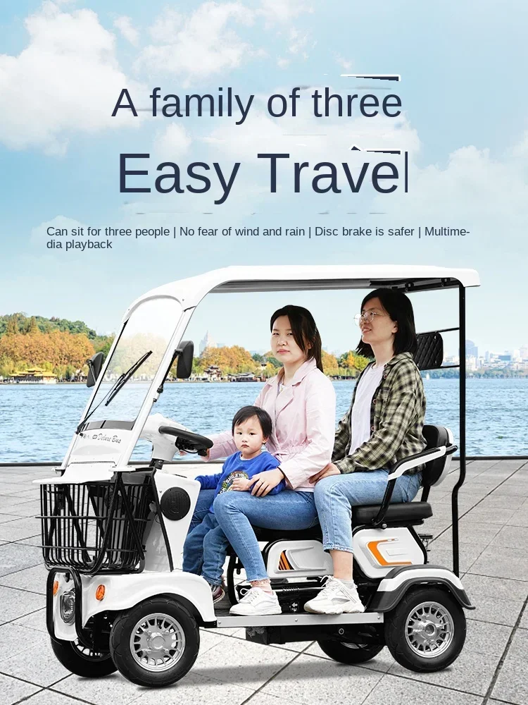 

ssL178 23 ZL Electric Quadricycle Battery Car Household Elderly Scooter Small Sightseeing Car with Shed