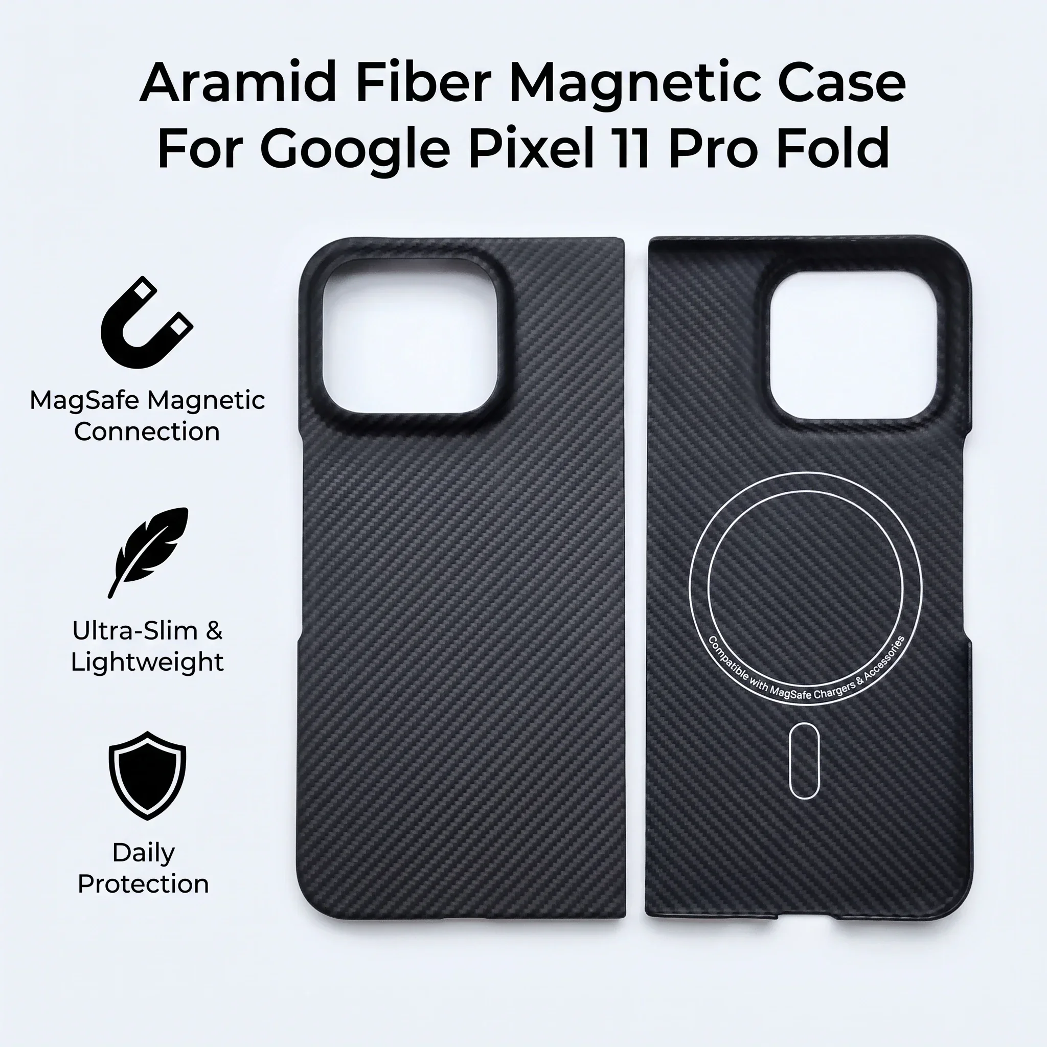 Magnetic MagSafe Case For Google Pixel 11 Pro Fold 600D Real Aramid Fiber Cover Ultra Thin Carbon Fiber Slim Phone Shell