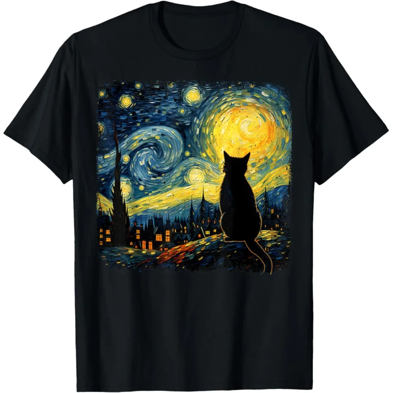 Starry Night Van Gogh for Cat-Loving Mom and Dad T T-shirt