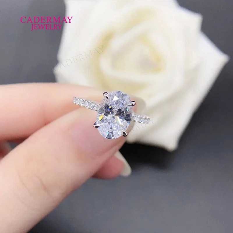 

High Quality 925 Silver 7x10mm 2.5ct Oval Shape VVS Moissanite Diamond Wedding Engagement Ring Pave For Women Gift