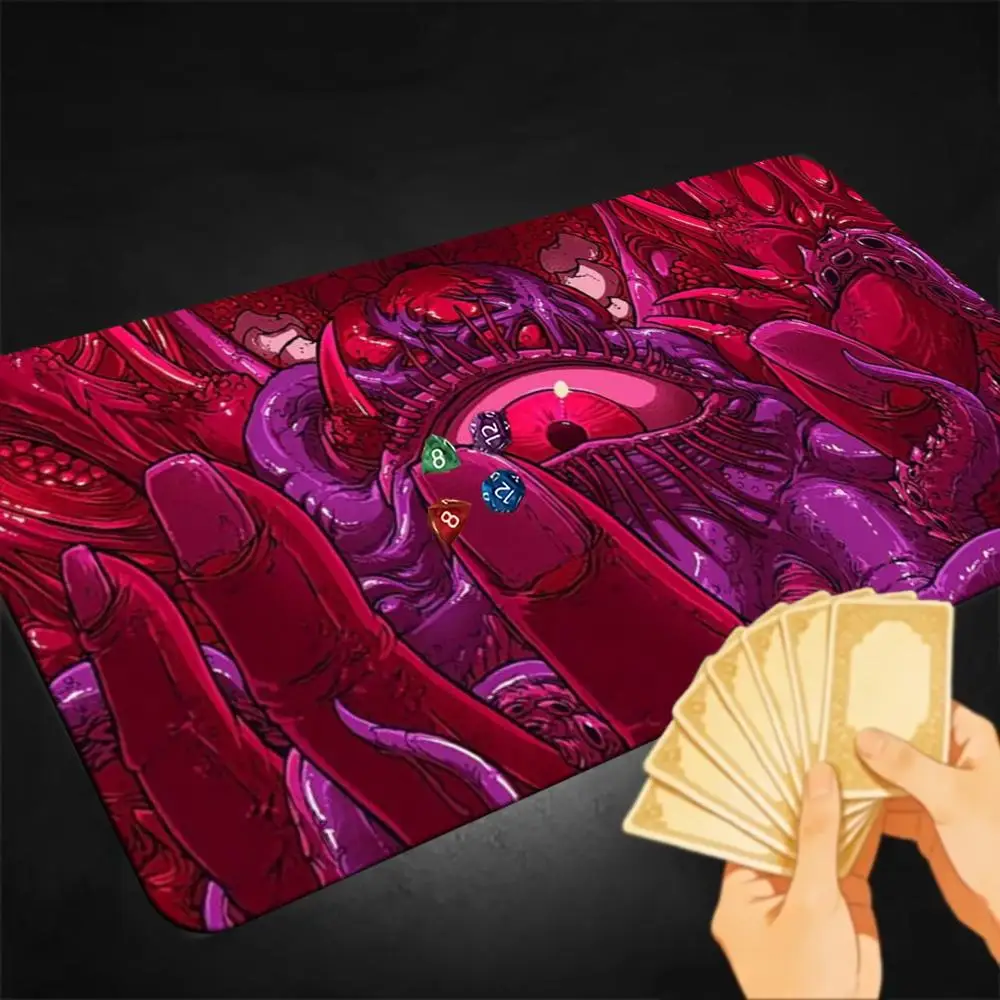 Red Purple Eldritch Giant Eye Monster TCG Playmat Cosmic Horror Tentacle Creature Art Premium Non Slip Rubber Large Gaming