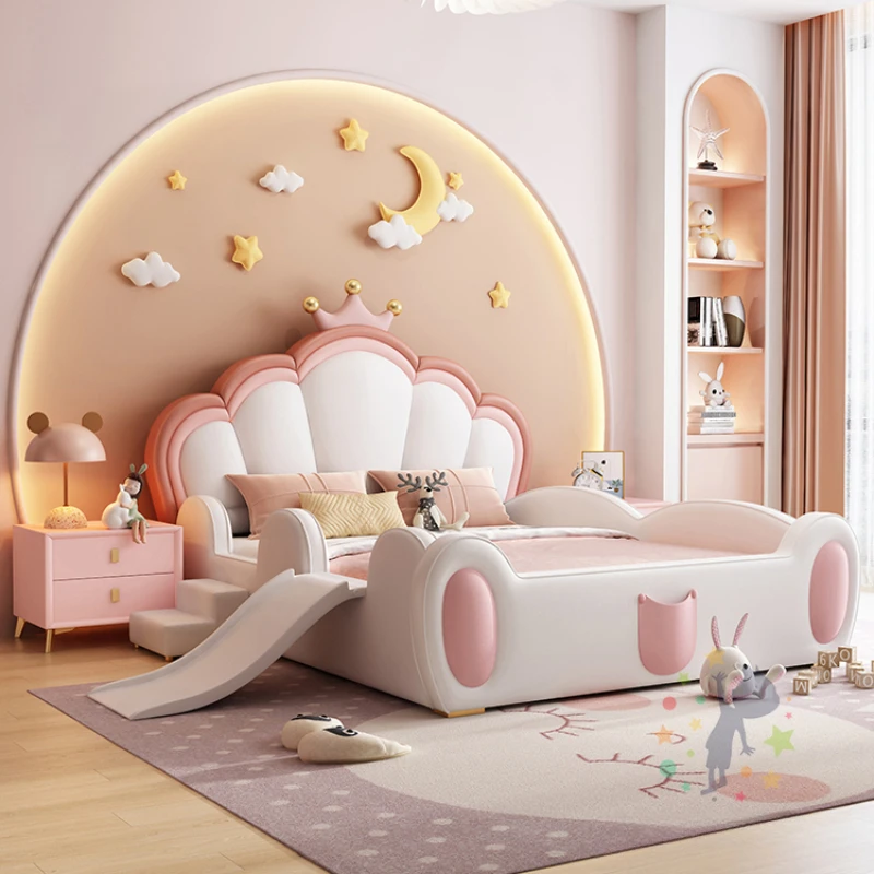 Unique Modern Childrens Bed Princess Luxury Loft Kids Comferter Bed Queen Size Cama Infantil Furniture Home