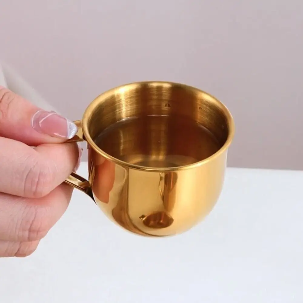 Korean Style Rice Wine Cup with Handle Juice Cup 60ml Coffee Mug Mini 304 Stainless Steel Tea Cup Liquor