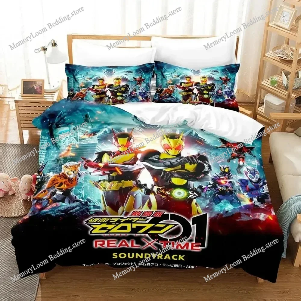 Home Textile Cartoons Fun Kamen Rider Zero-One Duvet Cover Pillow Case Boy Girl Bedding Set King/Queen/Twin Size Soft Polyester