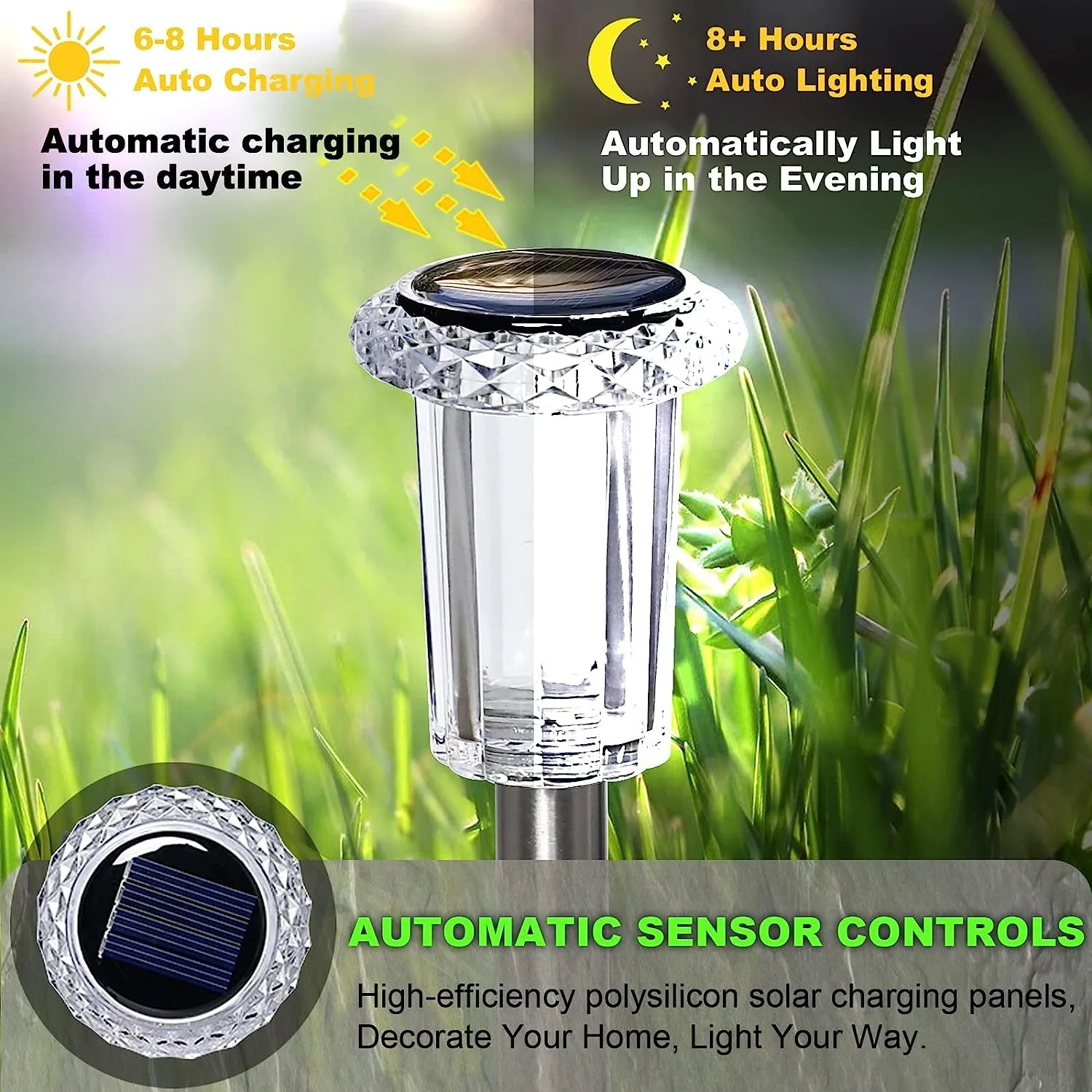 Imagem -03 - Solar Powered Waterproof Jardim Lâmpadas Landscape Path Lights Quintal Quintal Gramado Pátio Decorativo Led l Novo ao ar Livre