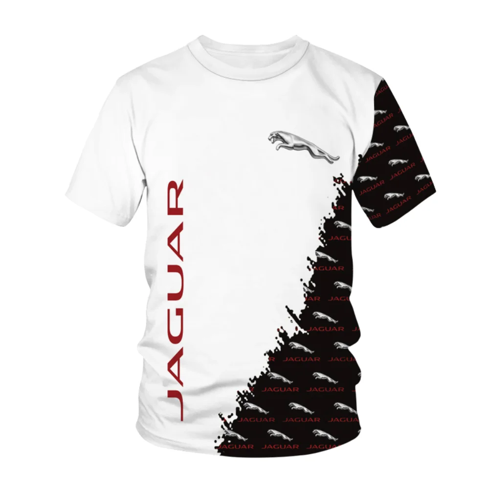 Jaguar Men's and Women's T-shirts, 3D Racing Printed Street Clothing, Sporty, Casual, Fashionable, Oversized, Round Neck