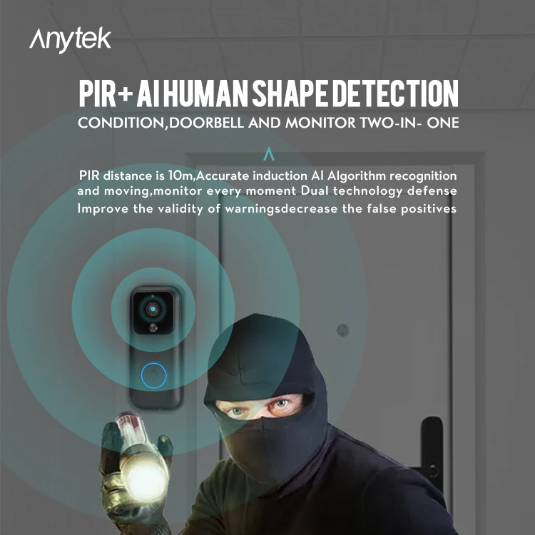 Campainha Inteligente Tuya, Dual Band, Campainha WiFi, Detecção Humana, Visão Nocturna, Intercomunicador APP Remoto, Casa Inteligente, 1080P, 2,4 GHz, 5GHz