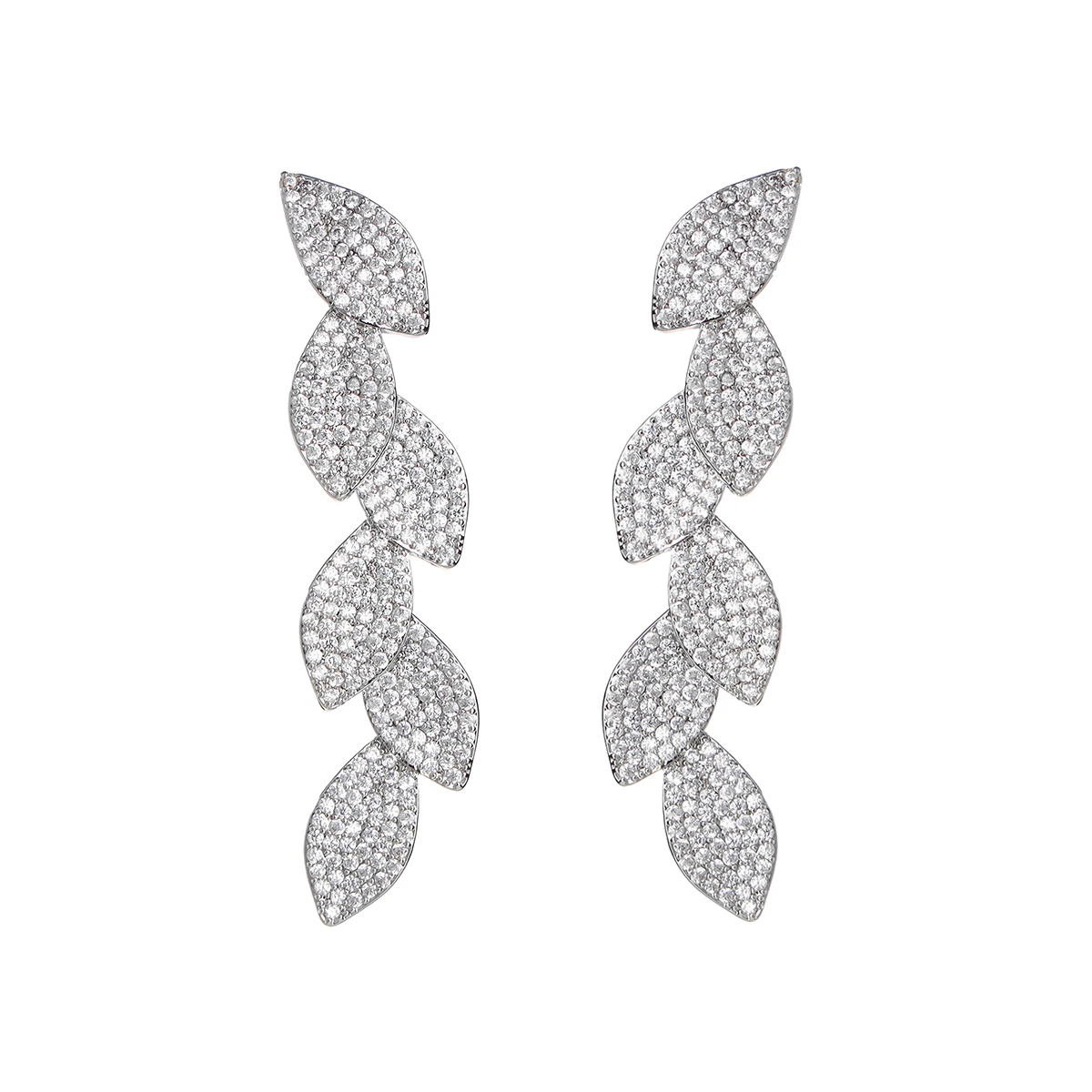 Boucles d'oreilles de mariage en forme de pétale de feuille, design de niche, incrustées de uto AAA zcompresses sur pendentif pour Rhde mariage ou fête